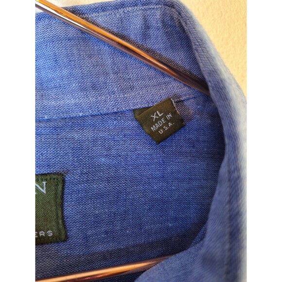 GITMAN BROS. Linen Cotton Button Down Shirt Men's Sz XL Blue L/S Preppy Coastal - Picture 6 of 9